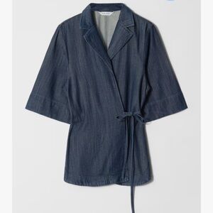 & Other Stories Denim Wrap Top